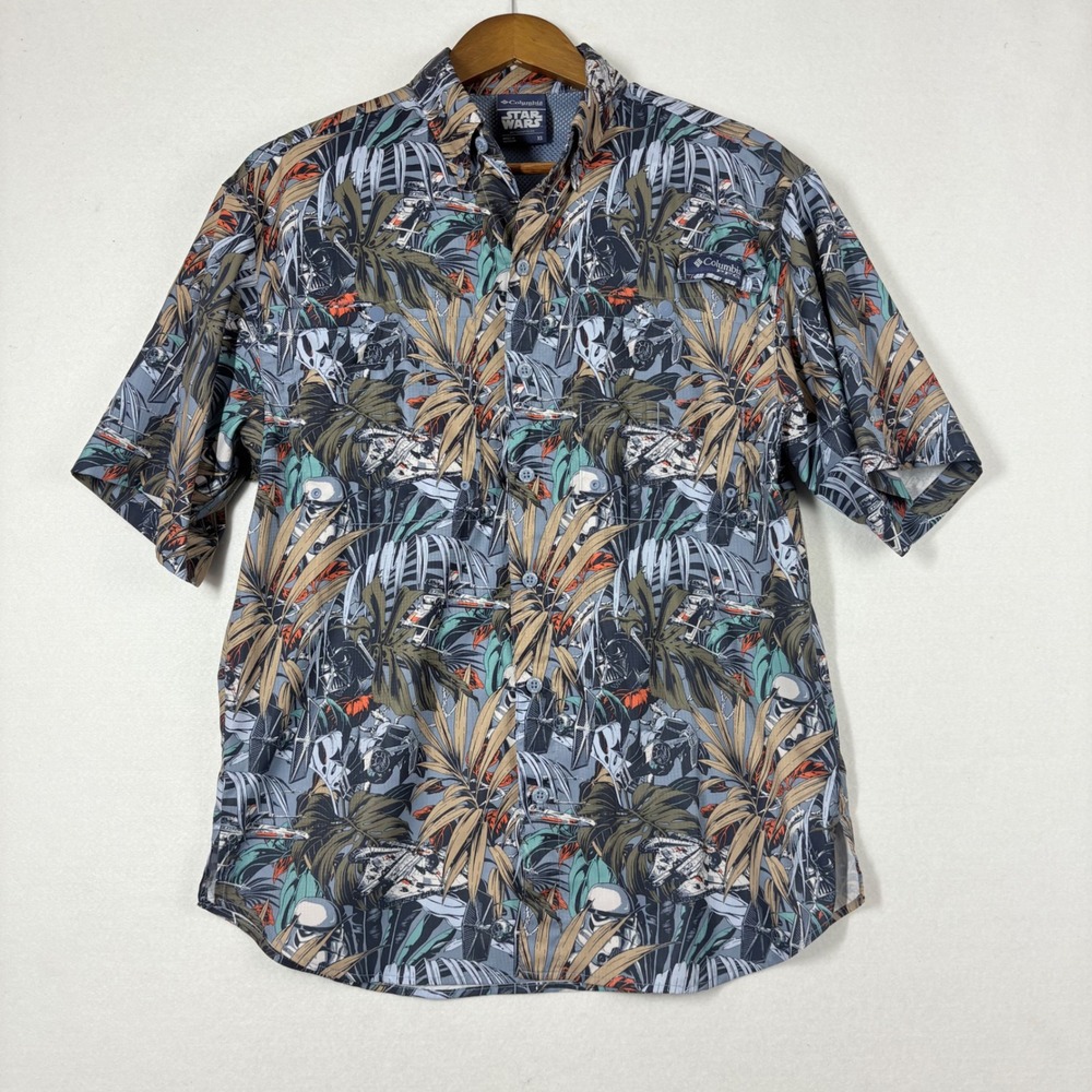 Columbia Star Wars Men XS PFG Button Up Shirt Short Sleeve Tropical Stormtrooper
